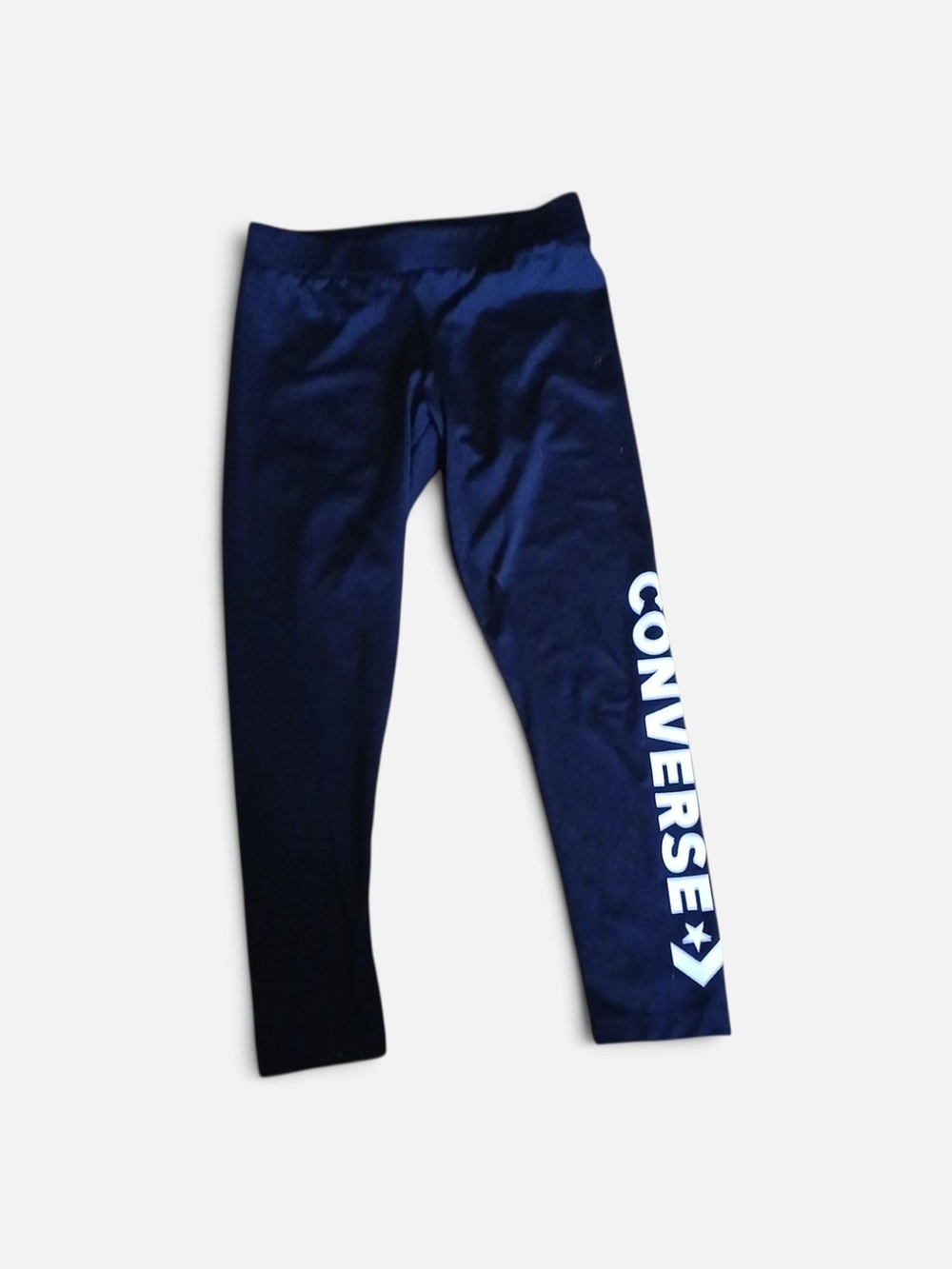 Converse Girls Navy Leggings with White Side Logo And A Pair Of Black Leggings